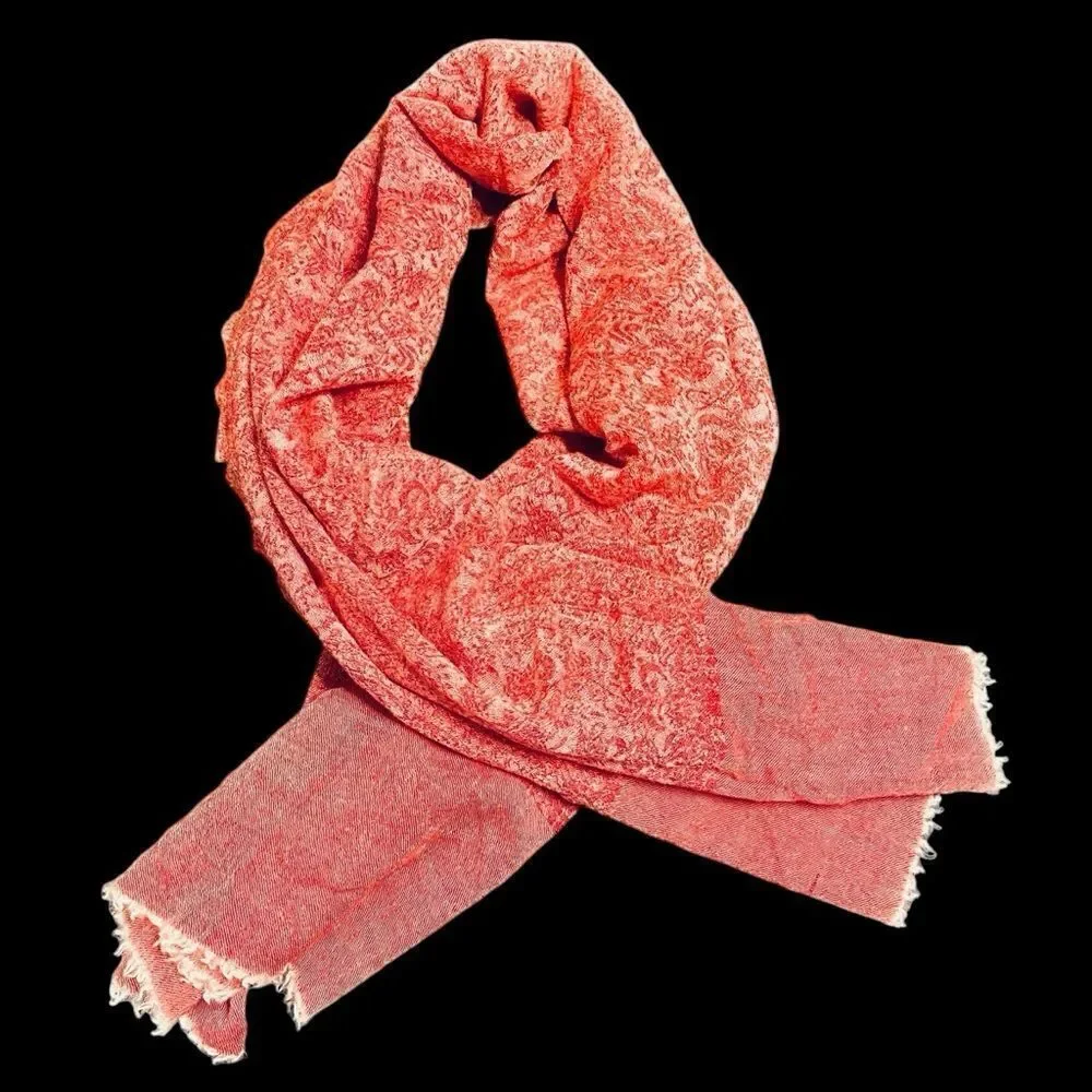 Valerie Stevens Woven Wool Pink Paisley Wrap Shawl Scarf 35” x 67” approx. - Picture 3 of 11